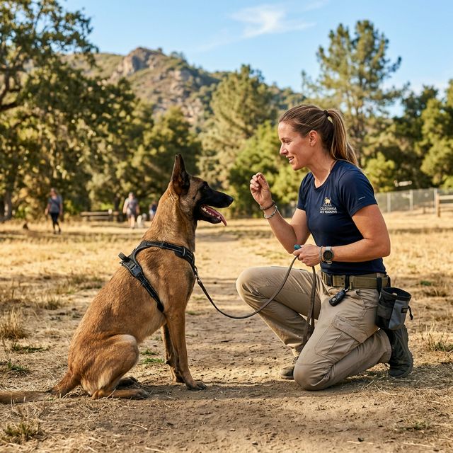 Professional Belgian Malinois trainer in California working with dog